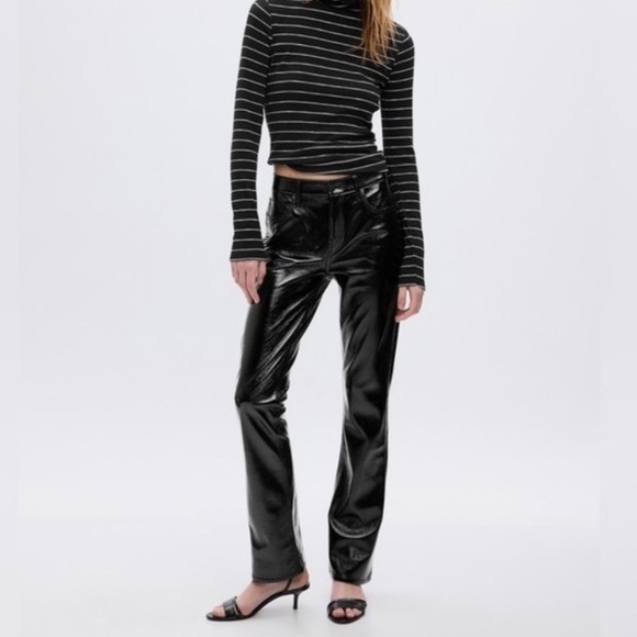 GAP Pants - Gap Mid Rise Vegan Patent Leather Baby
Boot Pants Size 6